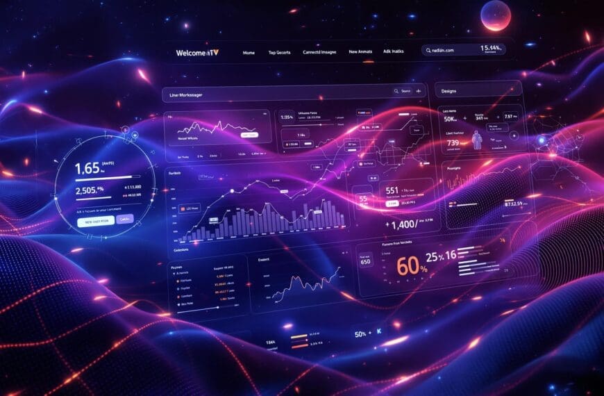 Tableau de bord d'analyse Web avec des graphiques, des statistiques et des pourcentages, Interface web