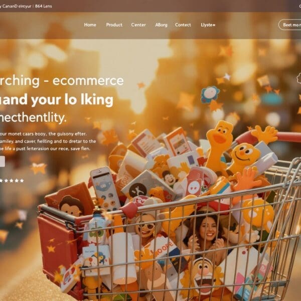 Shopping cart overflowing with various items and toys from an optimized SEO e-commerce